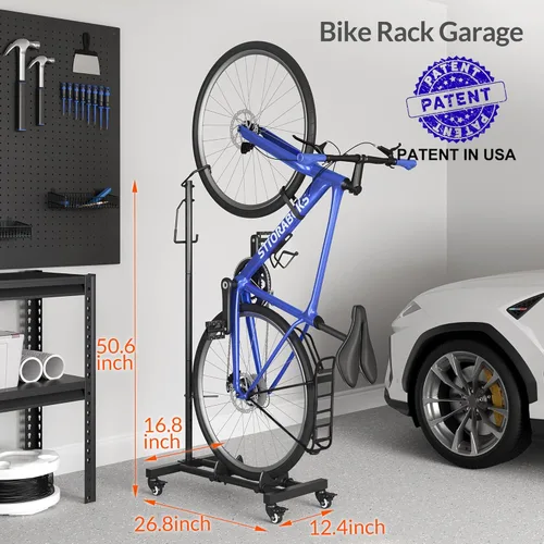 Miniatura 2 de Sttoraboks Soporte vertical de estacionamiento para bicicletas, altura ajustable para ruedas de 29 pulgadas, ahorro de espacio e independiente
