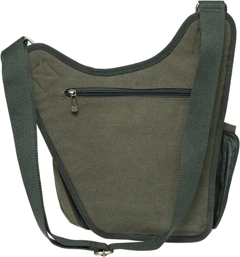 Miniatura 8 de Bolso de mensajero de lona vintage para hombre, bolso de mensajero de retazos de cuero en el pecho 3-4-verde militar