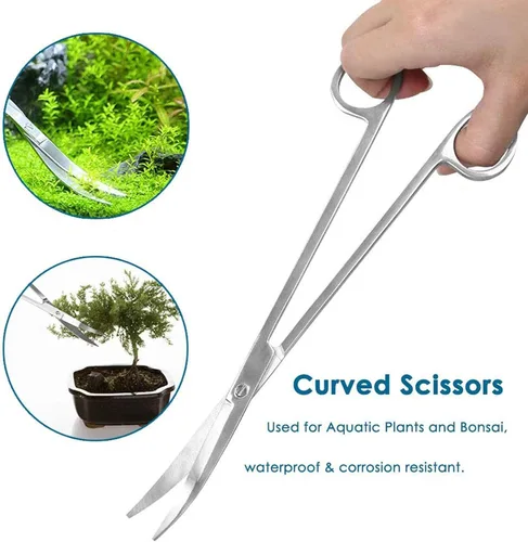Miniatura 4 de Kit de herramientas de acuario 7 en 1, herramientas de acuario de acero inoxidable, pinzas y tijeras raspadoras para acuario, tanque de peces