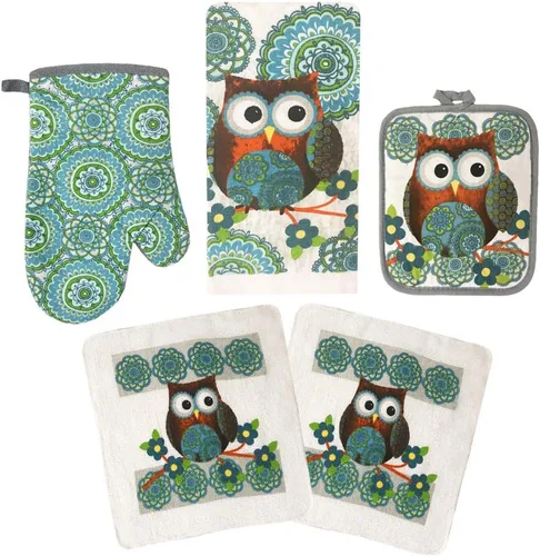 American Linen Juego de manoplas de horno y soportes para ollas, juegos de toallas de cocina y paños de cocina, guantes de horno, paños de cocina,