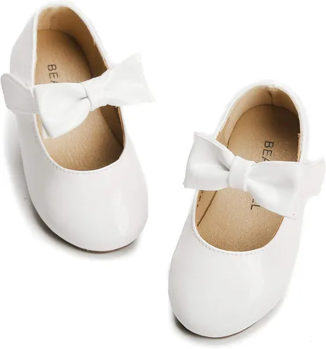 Felix & Flora - Zapatos bajos de vestir con flores para niña pequeña, tipo bailarina, para fiesta, escuela o boda