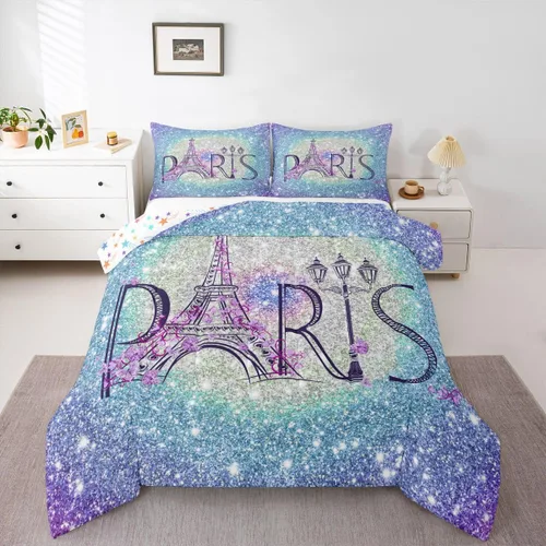 Miniatura 23 de Feelyou Juego de edredón de castillo rosa para niños, tamaño individual, juego de ropa de cama de princesa para niños y niñas, inserto de edredón