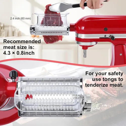 Miniatura 3 de Accesorio ablandador de carne para batidoras de pie KitchenAid, 3 espesores ajustables, máquina ablandadora de carne con cubierta transparente