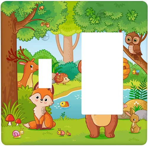 Miniatura 50 de Arctic Animals - Placa de interruptor de luz de 1 banda, lindo sello de dibujos animados, pingüino, oso polar, placa de pared individual basculante