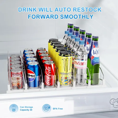 Miniatura 3 de Dayacoco Organizador de bebidas, dispensador de bebidas de refrescos para refrigerador, organizador de bebidas para nevera, 12 onzas, 16 onzas, 20