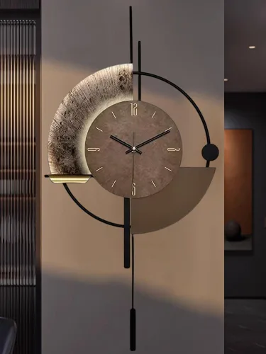 Miniatura 7 de SIN&MI Reloj de pared, relojes de pared decorativos con péndulo, reloj de cuarzo de calidad silenciosa, funciona con pilas, reloj grande para sala