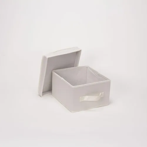 Miniatura 8 de Household Essentials 111 Caja de almacenamiento con tapa y asa, lona beige natural, tamaño mediano, ribete natural