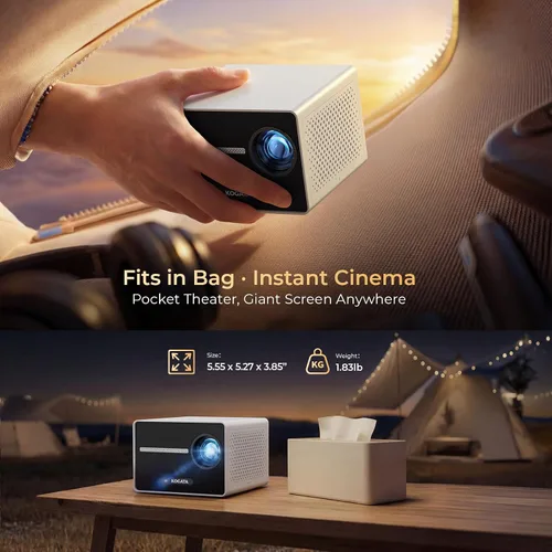 Miniatura 8 de [Aplicaciones integradas] Mini-proyector inteligente portátil con WiFi 6 Bluetooth 5.4, enfoque eléctrico/Keystone 4P/HDR10+, proyector HD 1080P