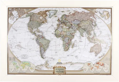 Miniatura 28 de Mapamundi con alfileres, personalizado, ejecutivo, con marco de 24 x 36" y alfileres, Negro (Rustic Black), 24 x 36 pulgadas Marco negro rústico