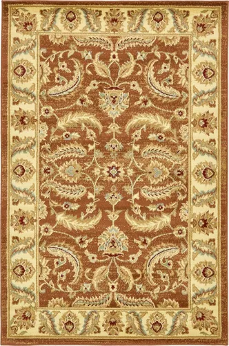Miniatura 36 de Unique Loom - Colección Voyage - Alfombra redonda tradicional oriental, marrón, Polipropileno, Marrón/Azul Claro