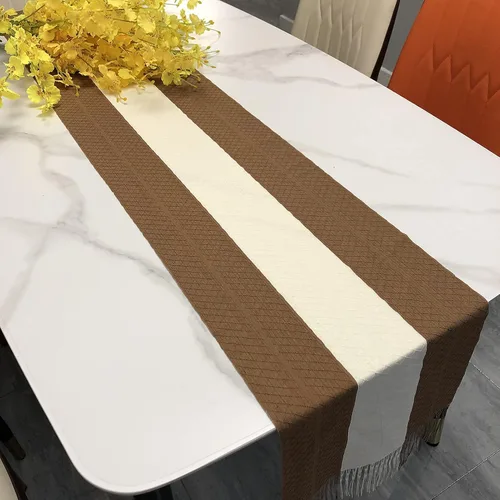 Miniatura 5 de Rilassato Camino de mesa tejido a rayas con borlas para boda, despedida de soltera, rústico, hogar, granja, decoración de mesa de comedor