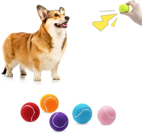 Magicorange Paquete de 6 pelotas de tenis pequeñas, pelota de tenis chirriante de 2 pulgadas para perros, coloridas pelotas chirriantes fáciles de