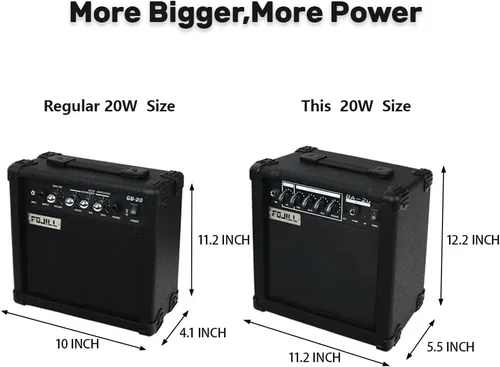 Miniatura 6 de Amplificador de guitarra de bajo eléctrico de 20W vatios, amplificador de práctica para actuaciones en escenario, pequeño y portátil para viajes