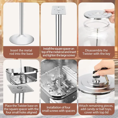 Miniatura 4 de Simgoing Máquina expendedora con soporte de metal, máquinas expendedoras de cápsulas de monedas comerciales, máquina de chicles de centavo