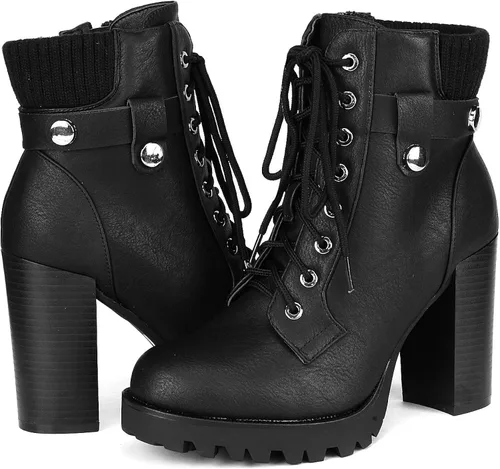 Miniatura 3 de DREAM PAIRS - Botines de tacón alto grueso para mujer