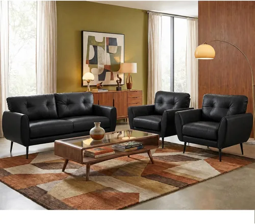 Miniatura 12 de TYBOATLE Sofá Sillón de 61" Loveseat Pequeño Sofás para Sala de Estar Sofá de Cuero Moderno de Mediados de Siglo Acolchado Mini Sofá Cómodo Oficina