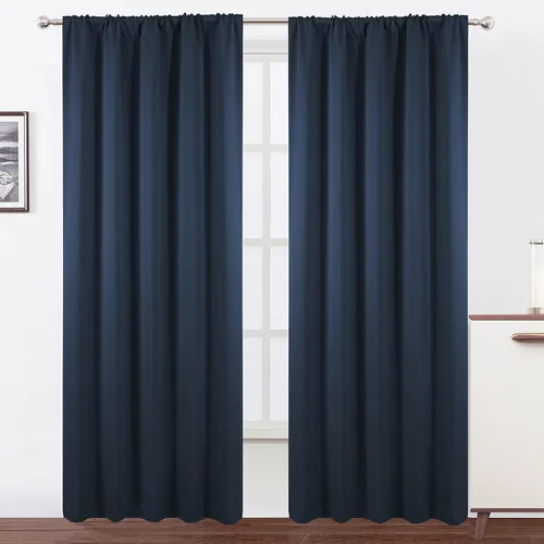 Miniatura 53 de LEMOMO Cortinas opacas negras para cocina, 42 x 45 pulgadas, juego de 2 paneles de cortinas opacas con bolsillo para cortinero para ventana pequeña