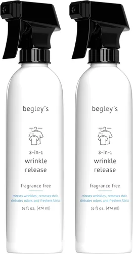 Begley's Removedor de arrugas 3 en 1, liberación rápida de arrugas, removedor de adherencia estática, eliminador de olores y aerosol refrescante de