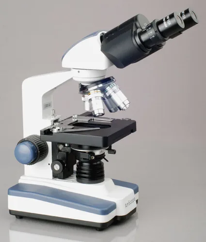 Miniatura 2 de AmScope Microscopio compuesto binocular de laboratorio 2500X LED w 3D-etapa, libro y conjunto de diapositivas en blanco
