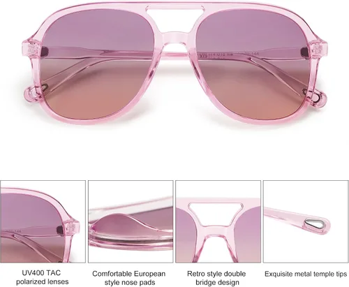 Miniatura 2 de SOJOS Retro Square Polarized Aviator Trendy Sunglasses for Women and Men