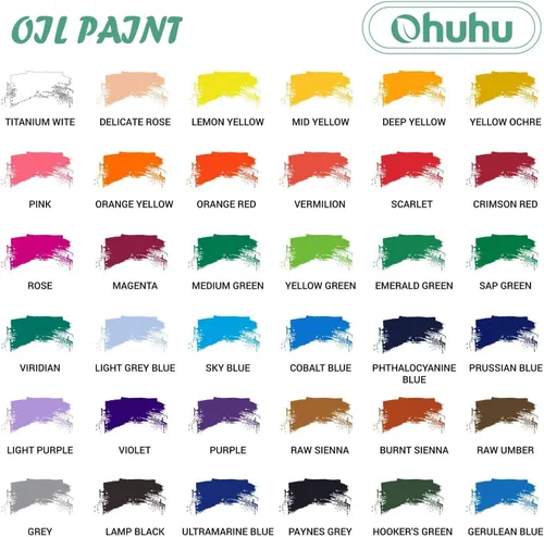 Miniatura 4 de Ohuhu Juego de pintura al óleo, 36 colores a base de aceite, 0.4 fl oz/0.42 oz x 36 tubos no tóxicos, suministros para pintura al óleo para lienzo