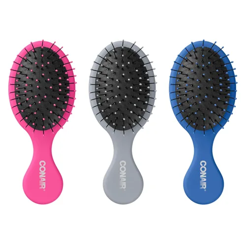 Conair Juego de 3 cepillos desenredantes para cabello húmedo o seco, desenredante para todo tipo de cabello, cepillos para el cabello para mujeres,
