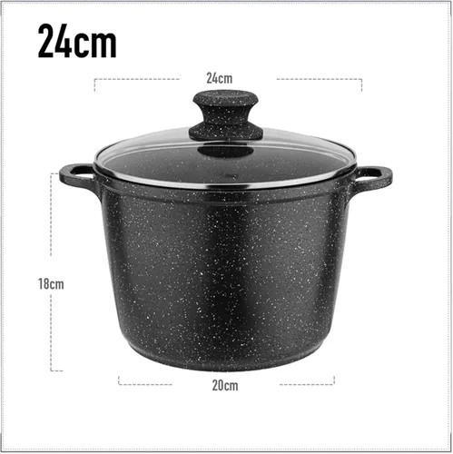 Miniatura 2 de Olla de sopa de piedra médica – Sartén antiadherente extra grande para el hogar, olla de sopa con tapa de vidrio, cacerola de dos manos, cocina