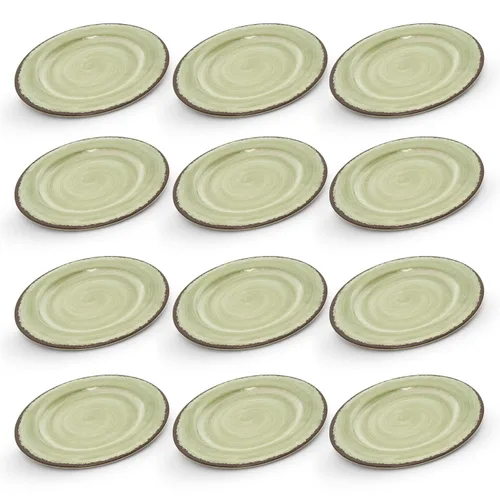Miniatura 2 de Carlisle FoodService Products Mingle - Plato de plástico reutilizable con estilo de cerámica para el hogar y restaurante, melamina, 11 pulgadas, Jade