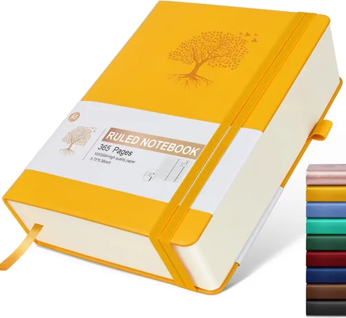 Miniatura 27 de Cuaderno Diario con Líneas - 365 Páginas A5 Cuaderno Grueso para Escribir para Hombres y Mujeres, Cuaderno con Rayas Universitarias, Diario de Cuero