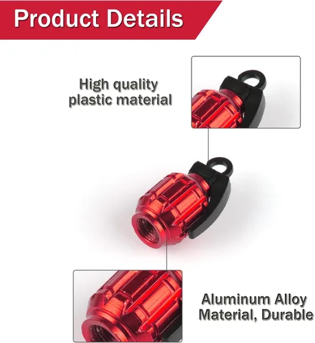 Miniatura 3 de SINGARO Tapón de válvula de neumático de aluminio, impermeable y a prueba de polvo, accesorios universales para SUV, automóvil, bicicleta y Rojo1
