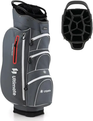 Bolsa de carrito de golf Tangkula con divisores superiores de 15 vías, bolsa ligera para palos de golf con hueco individual para putter y 7 Gris y