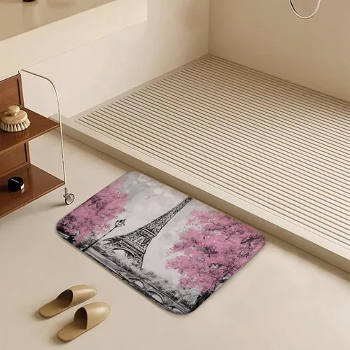 Miniatura 6 de Paris Tower - Tapete de baño de microfibra extrasuave y absorbente, tapete de baño de felpa antideslizante, tapete de baño para suelo de baño