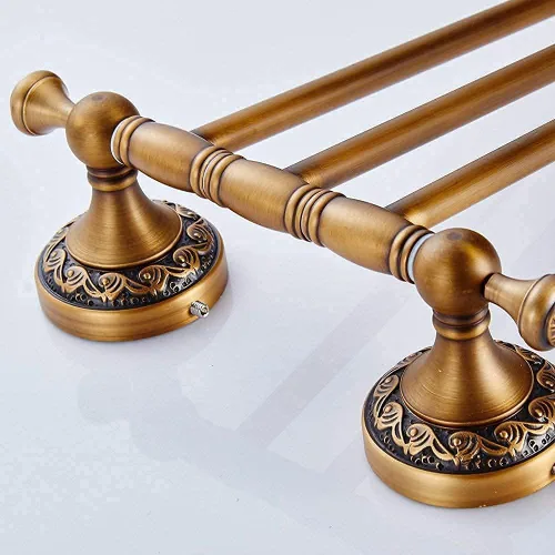Miniatura 8 de Leyden Toallero giratorio, latón antiguo con 3 brazos, toallero giratorio para toallas, soporte de barra de latón Wal