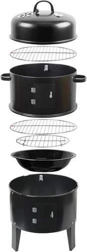 Miniatura 2 de Shikha Ahumador de barbacoa de carbón de 17 pulgadas con rejillas de dos niveles y termómetro al aire libre para fiestas en casa, humo vertical