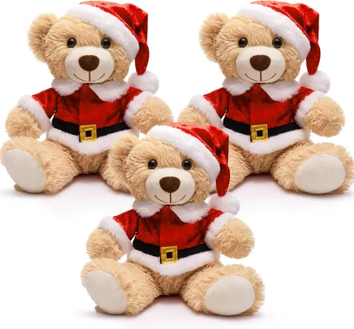 Miniatura 14 de MaoGoLan - 10 unidades de osos de peluche navideños, osos de peluche de 14'' con trajes clásicos de Santa - Camisa y sombrero removibles, se ajustan