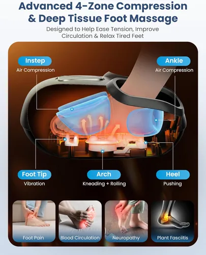 Miniatura 3 de COMFIER Shiatsu - Masajeador de pies con calor, vibración, máquina de masaje de pies de compresión rodante para fascitis plantar, dolor neuropatía