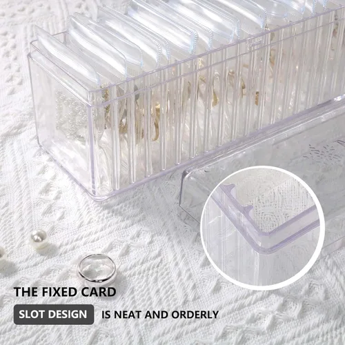 Miniatura 9 de Organizador de joyas de acrílico, soporte organizador de joyas transparente con 20 bolsas de joyería portátiles antideslustre, estuche de joyería