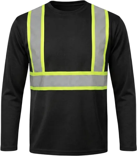 HYCOPROT Hi Vis Safety Shirts Long Sleeve High Visibility Reflective Shirt for Men Women Class 3 Construction T Shirt Work T-shirts Clothes for