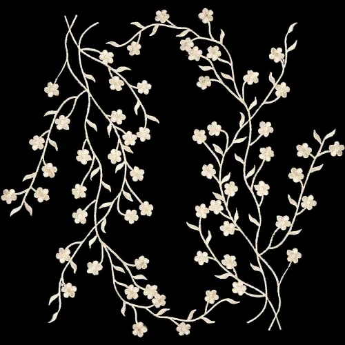 CRASPIRE 2 piezas de apliques de flores para coser en ciruela, parches de bordado floral de encaje, vestidos de tela, accesorios para reparación de
