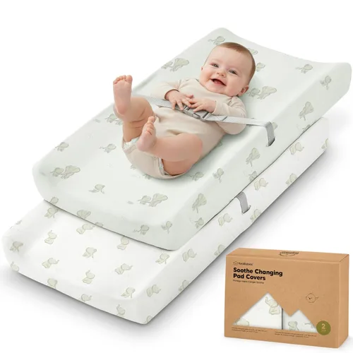 Miniatura 47 de Paquete de 2 fundas orgánicas para cambiador para niña, niño, neutro - 100% algodón, funda para almohadilla de mesa cambiadora, sábanas suaves
