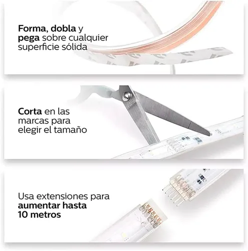 Miniatura 9 de Philips 800268 Hue LightStrip Plus - Extensión de luz LED inteligente regulable (compatible con Amazon Alexa, Apple HomeKit y Google Assistant)