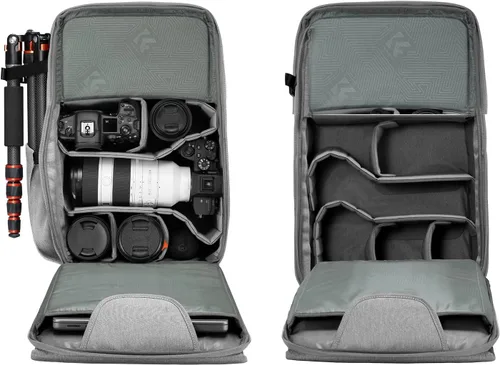 Miniatura 10 de K&F Concept Funda para cámara de 22L para fotógrafos, bolsas de cámara de gran capacidad con cubierta impermeable, compartimento para laptop de 15.6