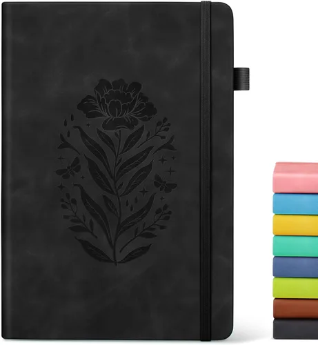 Cuaderno de diario con líneas para mujeres, A5 de tapa dura de cuero rosa para escribir, 200 páginas, diario de viaje diario, cuaderno grueso de