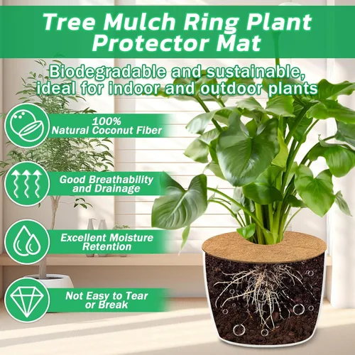 Miniatura 3 de Legigo 10 piezas Anillo de mantillo de fibra de coco Anillo protector de plantas para árboles, anillo de protección de árbol de coco natural de 9