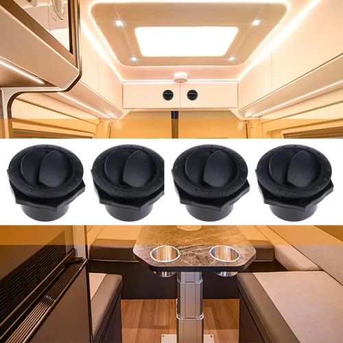 Miniatura 3 de 4 piezas de deflector de aire acondicionado para salpicadero de salida lateral de techo, rejilla de escape redonda con listones para automóvil, RV