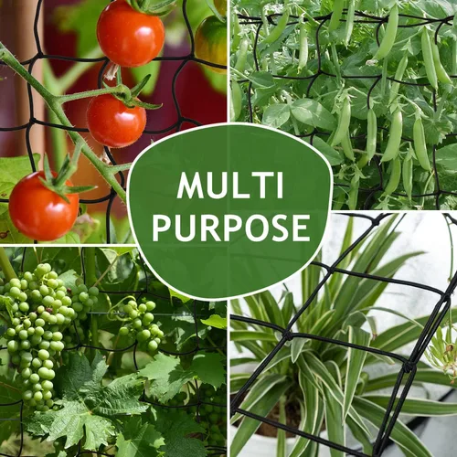 Miniatura 6 de Red de enrejado para tienda de cultivo de 2 x 4 pies, paquete de 3 redes elásticas resistentes con ganchos de acero, soporte hidropónico flexible