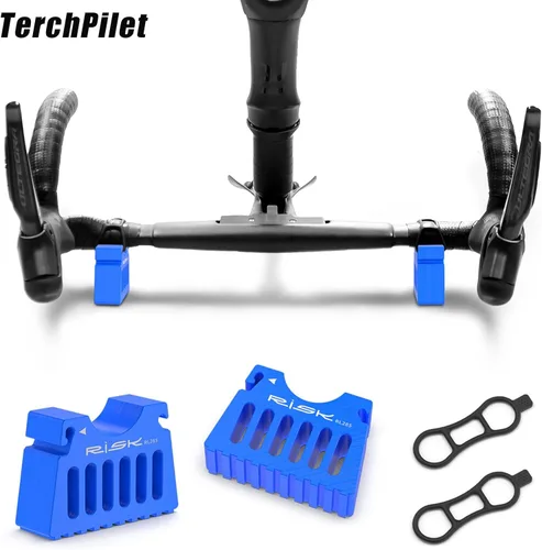 Miniatura 7 de Soporte de reparación invertido para bicicleta, soporte de manillar portátil para mantenimiento de bicicletas, base antideslizante y correas de Azul