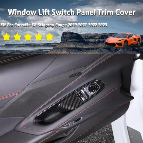 Miniatura 2 de Sekhyna Cubierta del panel de interruptor de elevación de ventana compatible con Chevrolet Corvette C8 Coupe Stingray 2020 2021 2022 2023 ABS 2