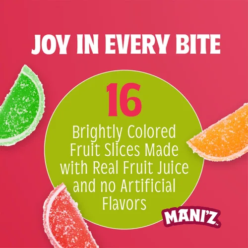 Miniatura 5 de Manischewitz Rebanadas de frutas confitadas navideña en una caja de regalo, 8 onzas, hechas con jugo de fruta real, sin gluten, sin jarabe de maíz