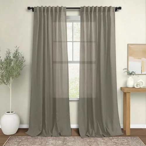 Miniatura 81 de KOUFALL Cortinas de lino azul marino de 84 pulgadas de largo, cortinas transparentes azul oscuro para sala de estar y dormitorio, medianoche